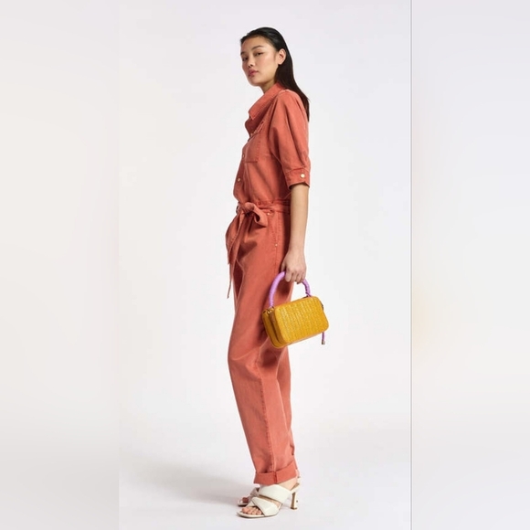 ESSENTIEL ANTWERP Bumpsuit Short Sleeve DUNGAREES In fire Orange. - Picture 2 of 16